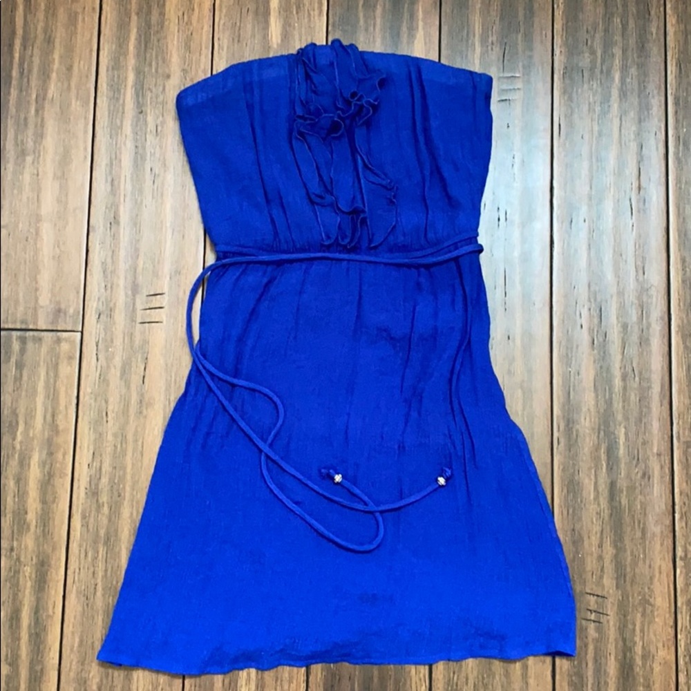 Royal blue strapless dress